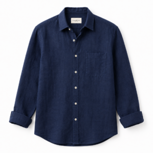 Navy blue linen shirt for men – premium linen casual shirt